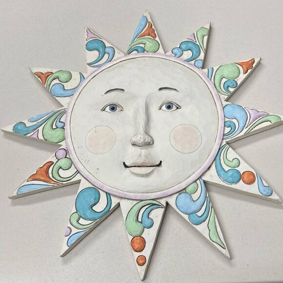 Jim Shore 2012 Outdoor Collection Apollo Sun Wall Hanging Garden Decor Pastel - Picture 1 of 8